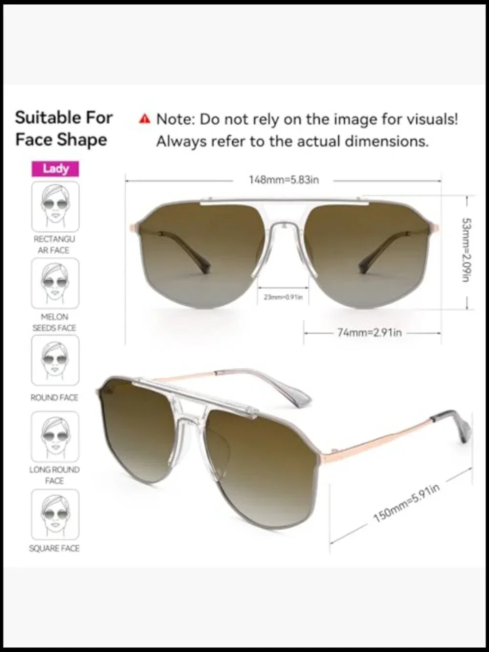 Polarized Aviator Sunglasses Oversized Metal UV400 Flat Top